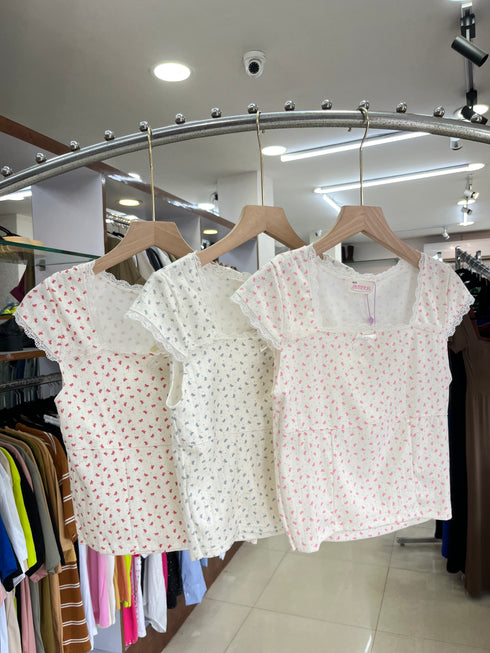 Printed Square Neckline Tops